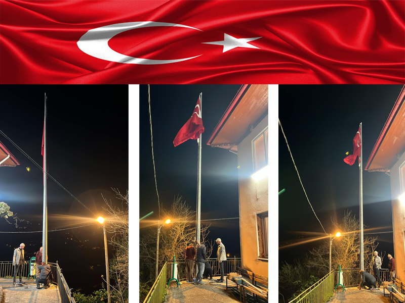 Yokuşbaşı Mahallesi’nde Şanlı Türk Bayrağı Dalgalanıyor.