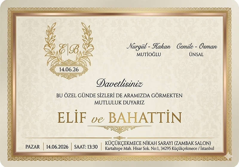 Elif ve Bahattin Dünya Evine Giriyor.