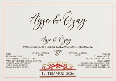 Çebi Ailesi'nin Mutlu Gününe Davet.
